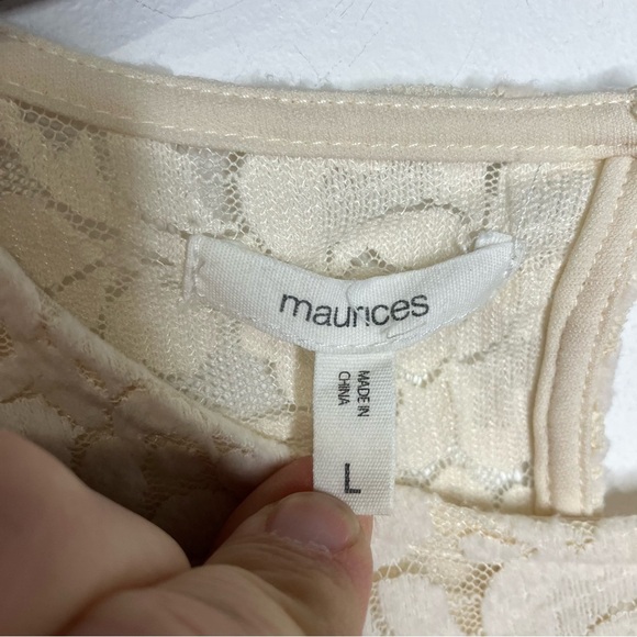 Maurices solid‎ lace balloon sleeve blouse cream size large - Picture 4 of 7